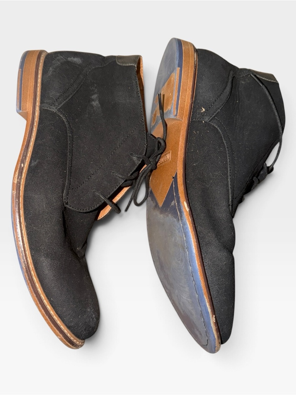 Steve Madden Black Suede Men's Chukka Boots with Brown Stacked Sole